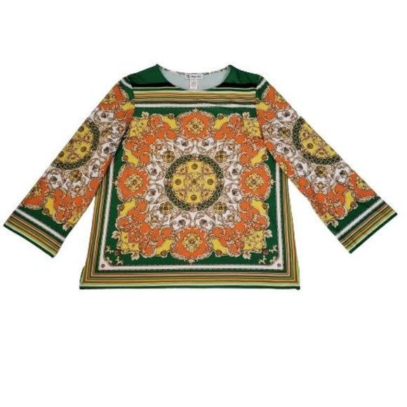 Maggie Sweet Women's Multicolor Medallion Print Long Sleeve Tunic Top Size Large - Picture 1 of 10